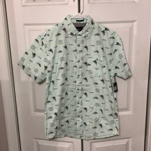 NWT Artistry in Motion Fish Print Slim Button Up